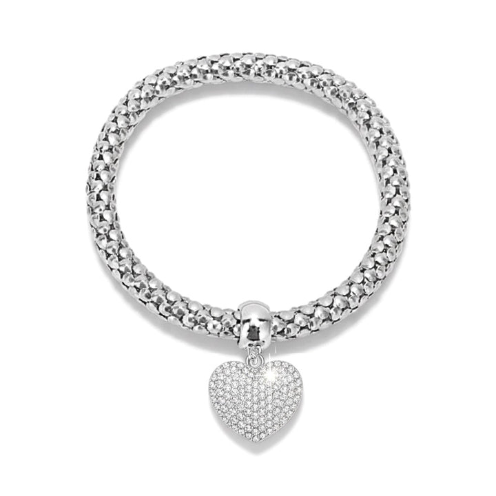 18k white gold Puffed heart charm bracelet