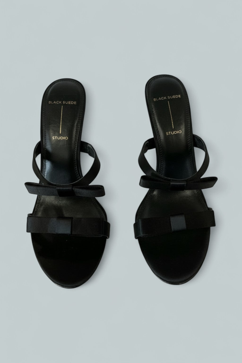 Women's Chic Satin High Heel Bow Sandals - Black