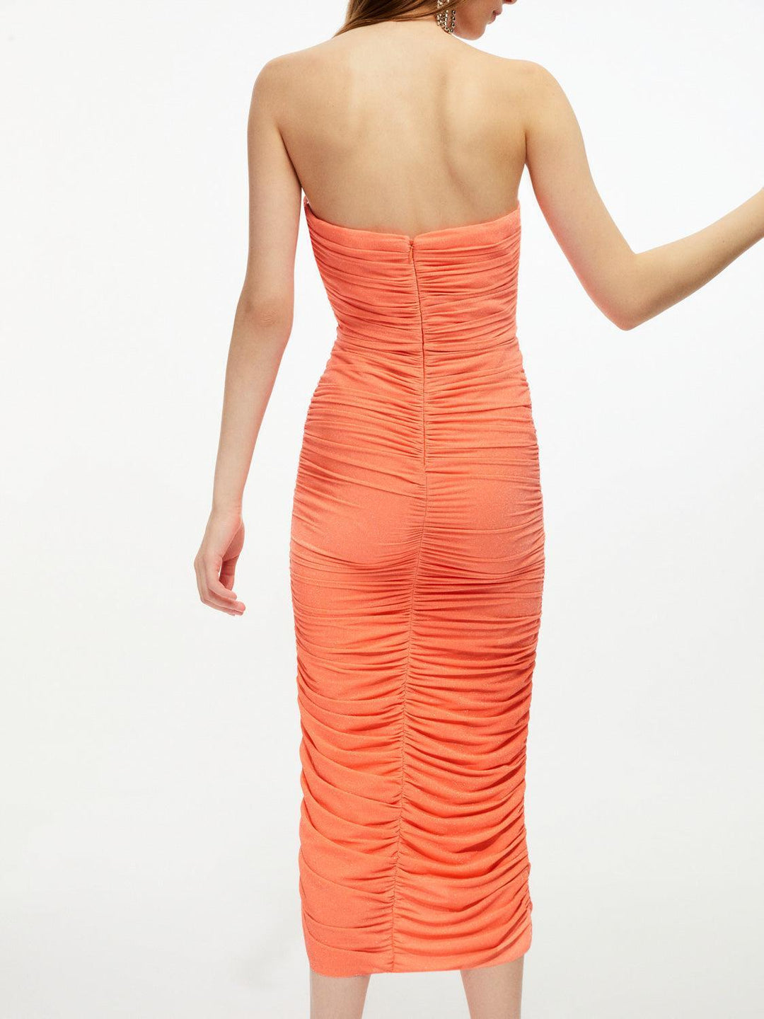 Sparkly Draped Dress - Salmon
