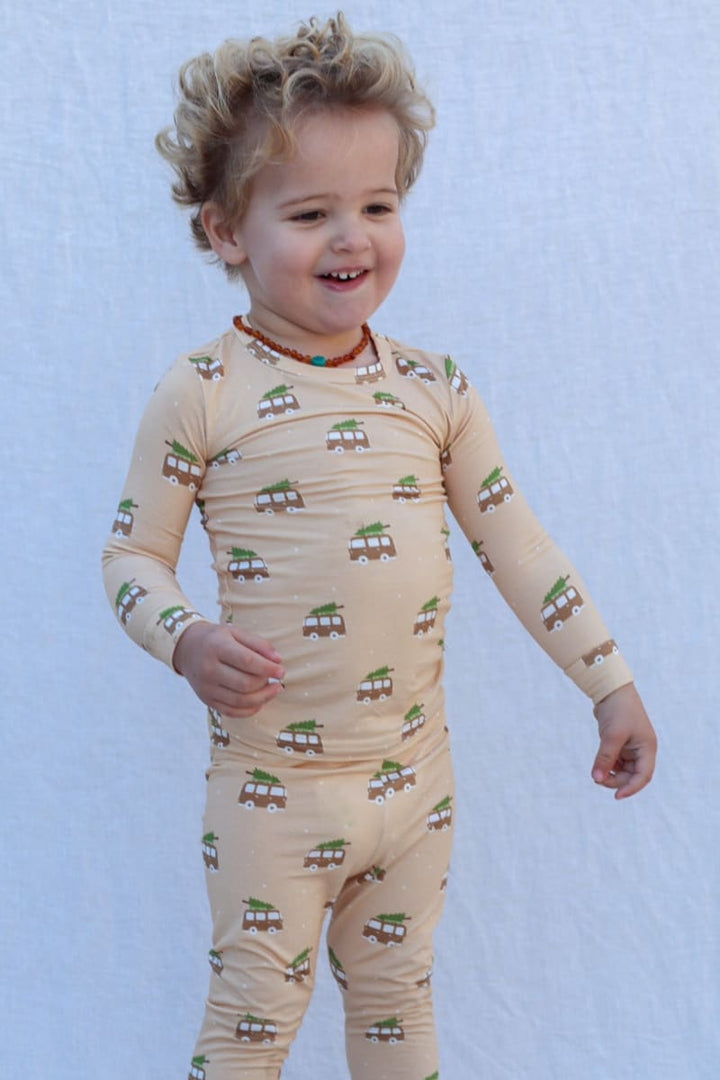 Two Piece Bamboo Pajamas - Christmas Van
