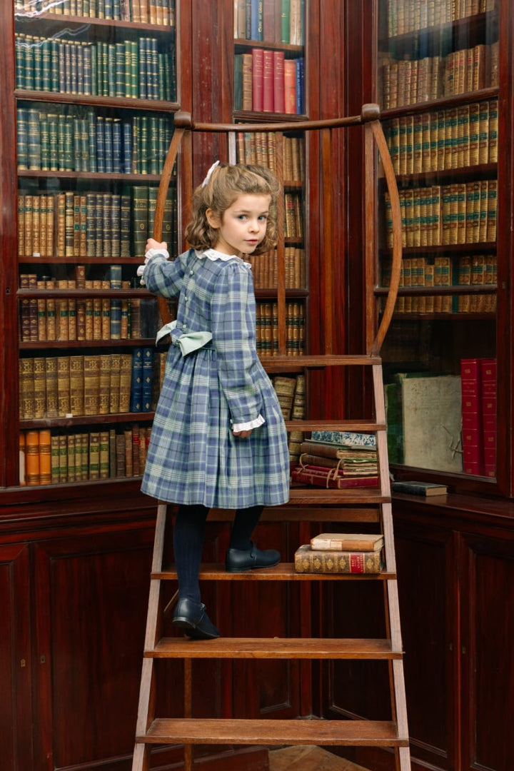 Heidi Tartan Smocked Dress - Plaid/Blue/Navy/Green