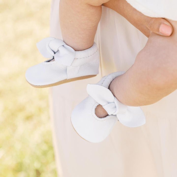 Toasted Bright White Knotted Bow Baby Shoe - ’Flats - Baby Kids Adult All’
