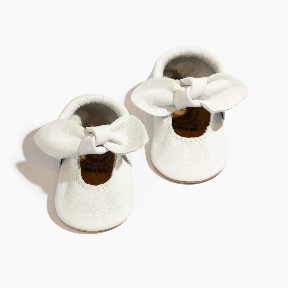 Toasted Bright White Knotted Bow Baby Shoe - ’Flats - Baby Kids Adult All’