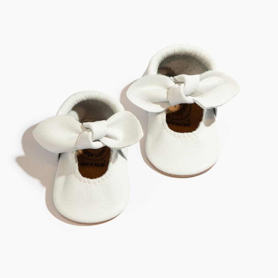 Toasted Bright White Knotted Bow Baby Shoe - ’Flats - Baby Kids Adult All’