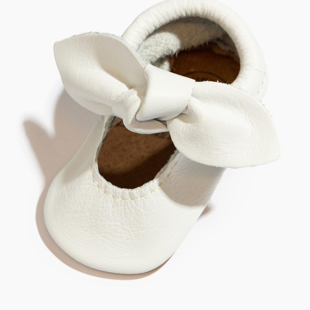 Toasted Bright White Knotted Bow Baby Shoe - ’Flats - Baby Kids Adult All’
