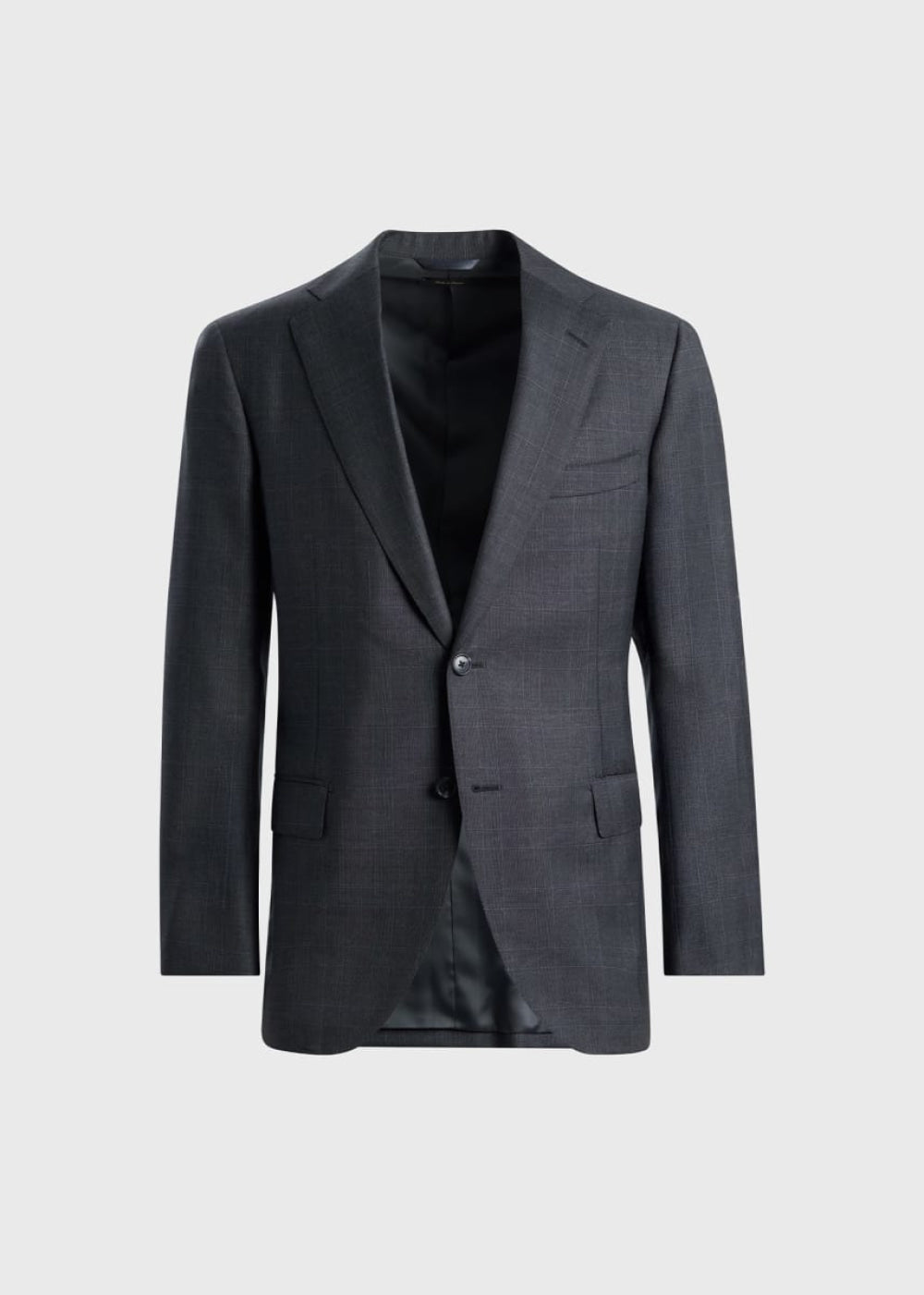 Tonal Plaid Super 130s Wool Suit - Mid Grey - Suit