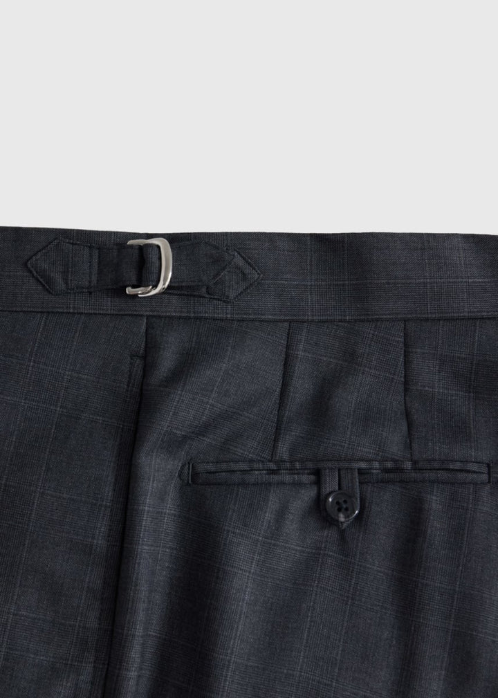 Tonal Plaid Super 130s Wool Suit - Mid Grey - Suit