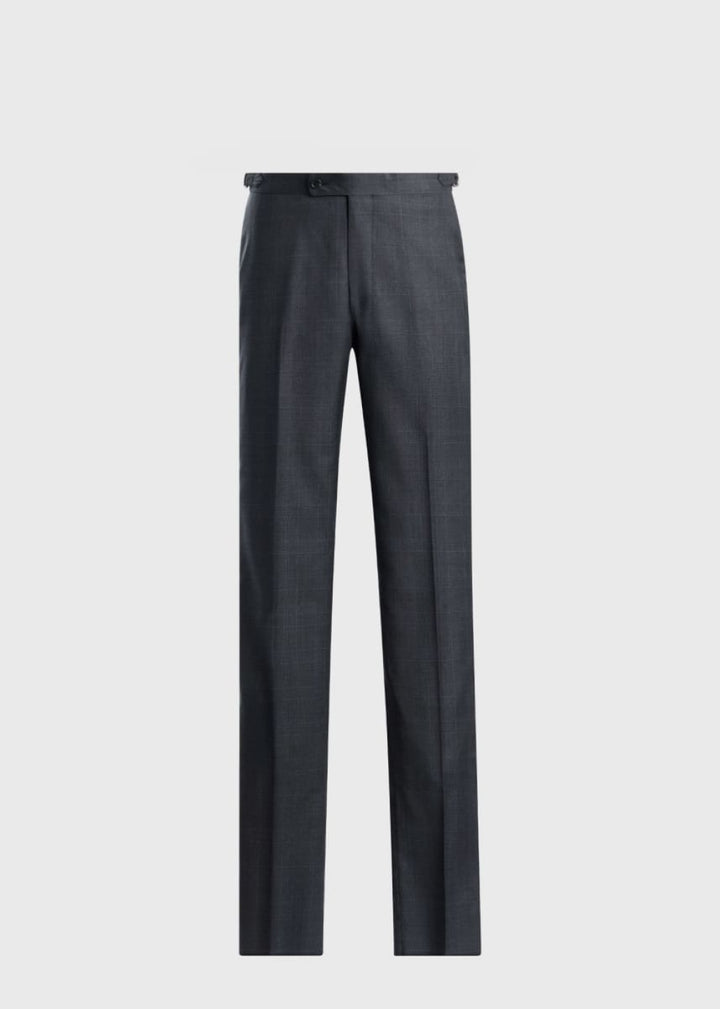 Tonal Plaid Super 130s Wool Suit - Mid Grey - Suit