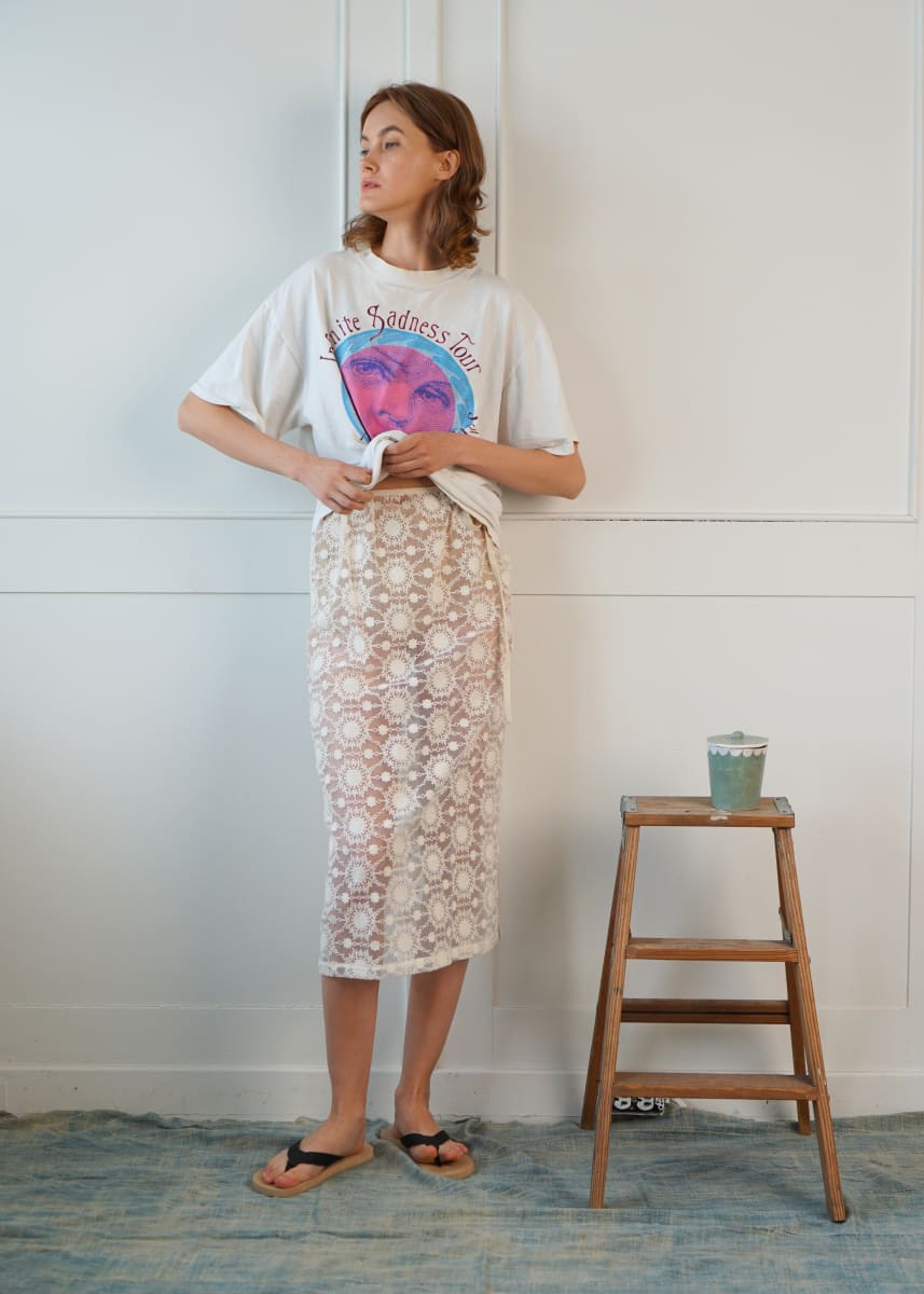 Embroidered Organza Slip Skirt - Ivory