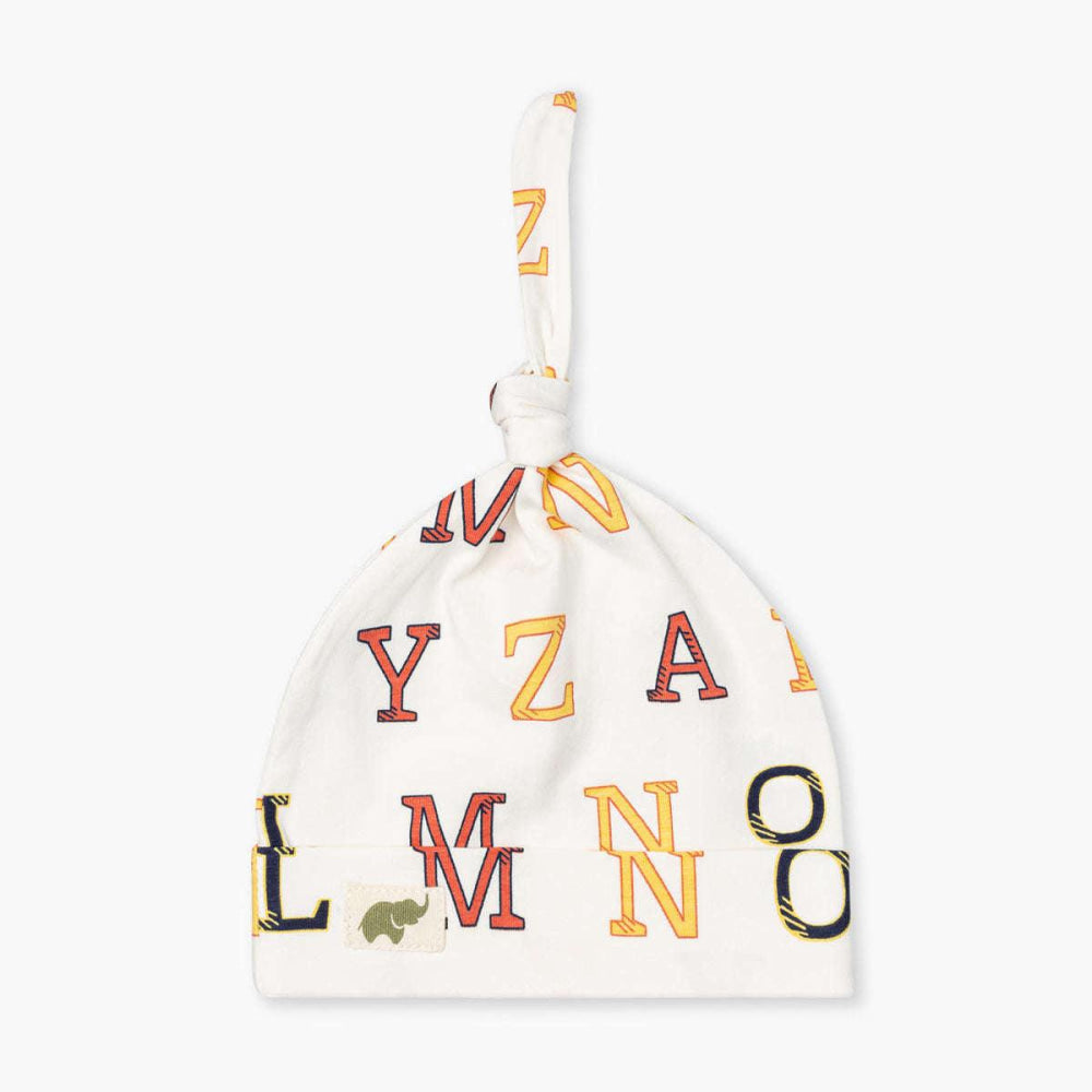 Top Knot Cap - Alphabet City on Neutral - 0-6m - Knot Hat