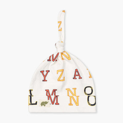 Top Knot Cap - Alphabet City on Neutral - 0-6m - Knot Hat