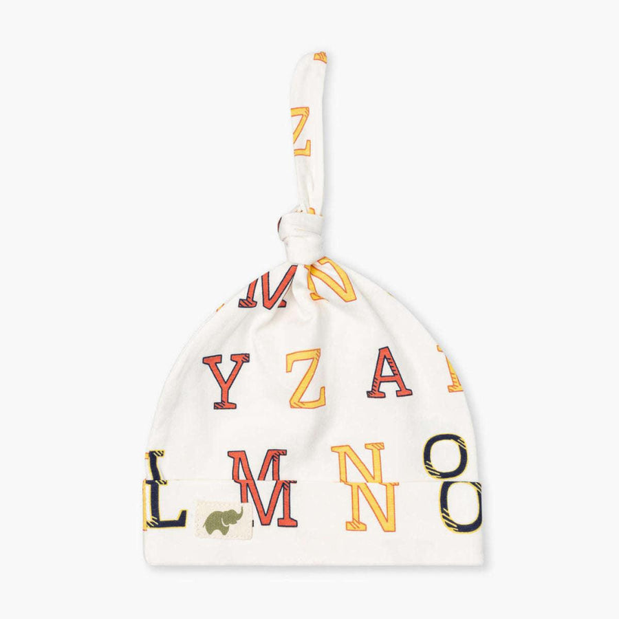 Top Knot Cap - Alphabet City on Neutral - 0-6m - Knot Hat
