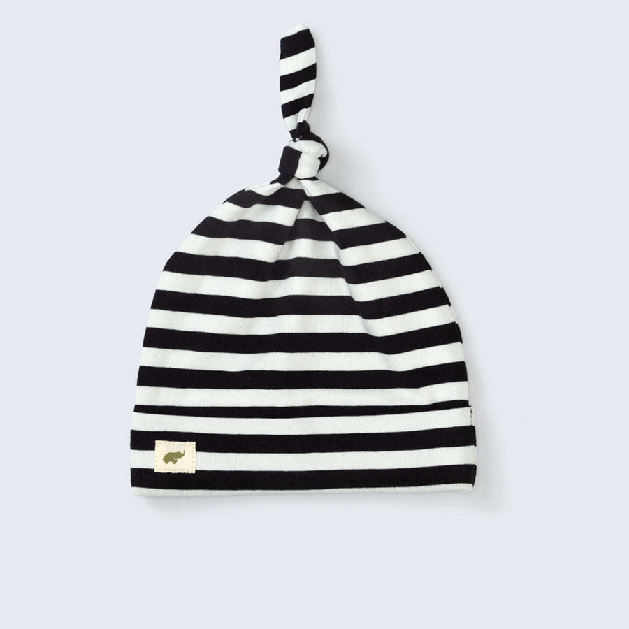 Top Knot Cap - Black Classic Stripe - 0-6m - Knot Hat