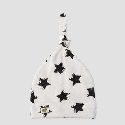 Top Knot Cap - Black Star - 0-6m - Knot Hat