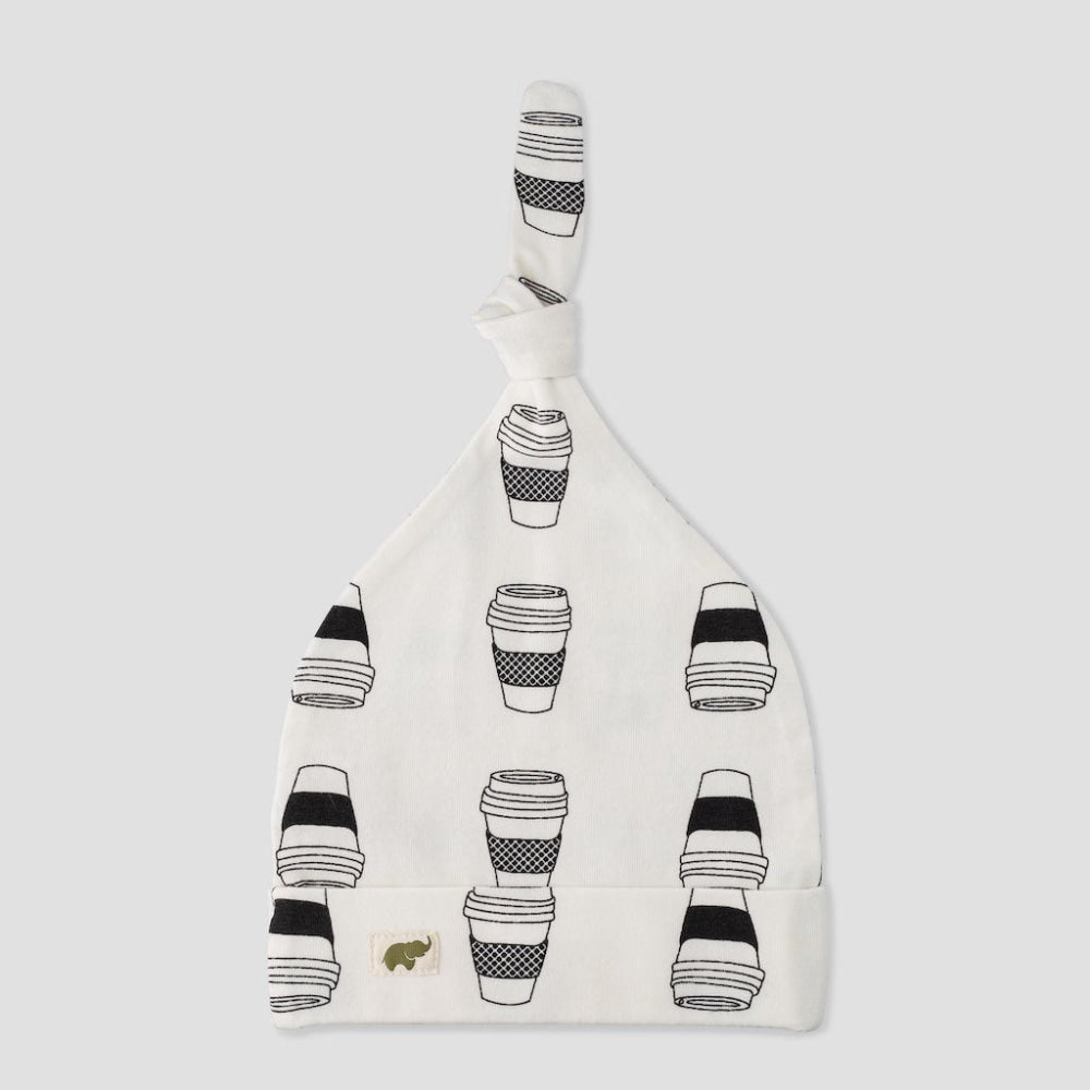 Top Knot Cap - But First Coffee - 0-6m - Knot Hat