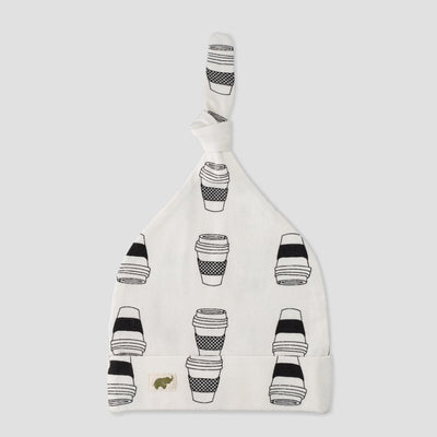 Top Knot Cap - But First Coffee - 0-6m - Knot Hat