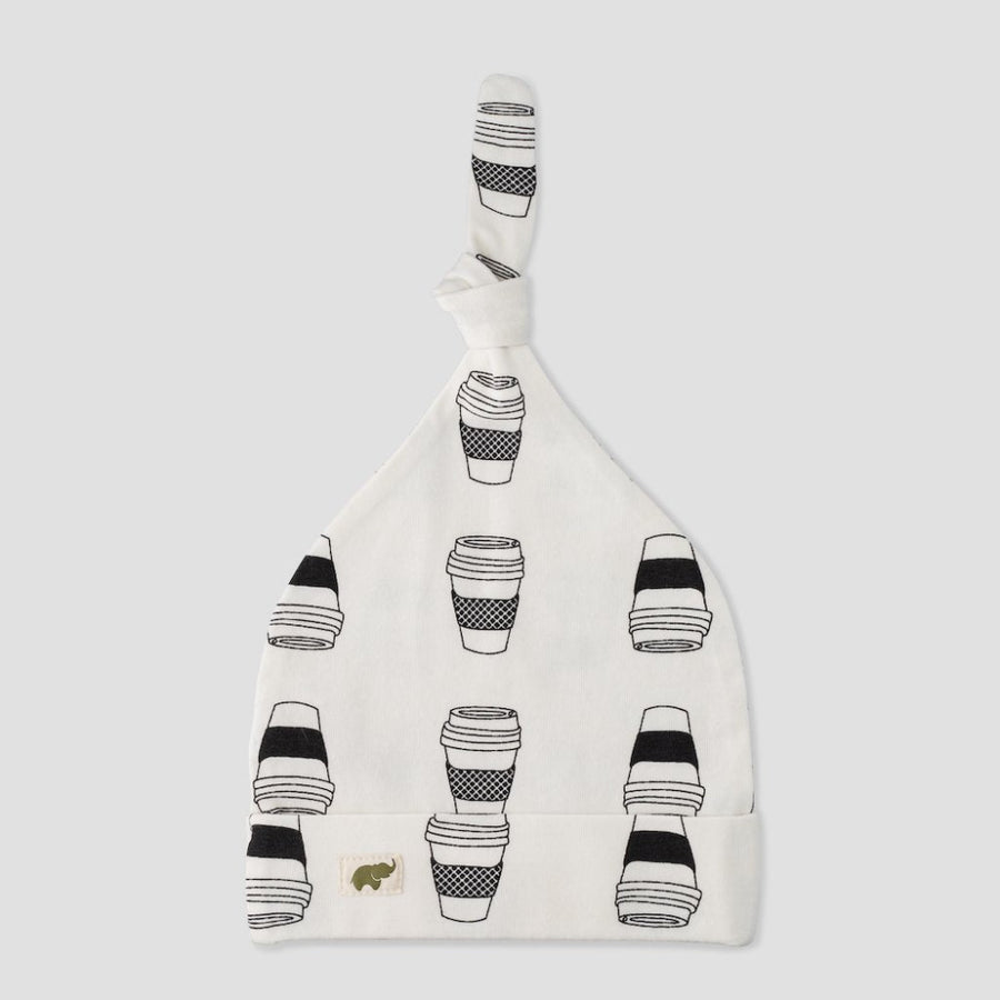 Top Knot Cap - But First Coffee - 0-6m - Knot Hat
