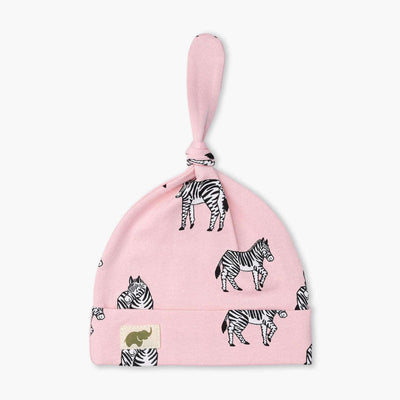Top Knot Cap - Pink Zebras - 0-6m - Knot Hat