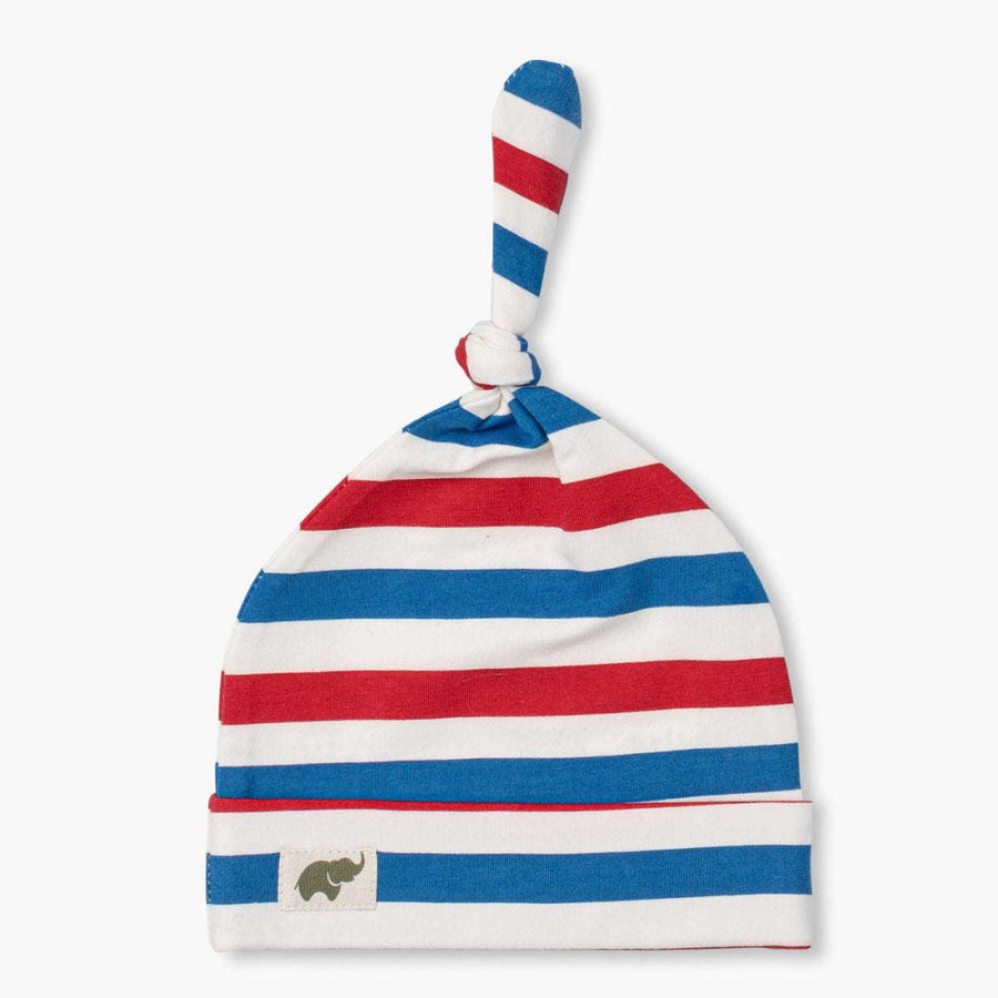 Top Knot Cap - Red White + Cute - 0-6m - Knot Hat