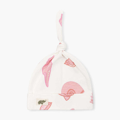 Top Knot Cap - Seashell Hunt - 0-6m - Knot Hat