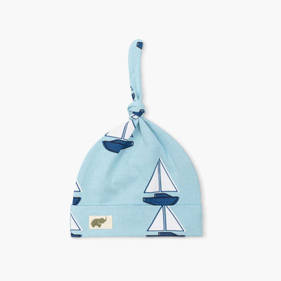 Top Knot Cap - Set Sail - 0-6m - Knot Hat