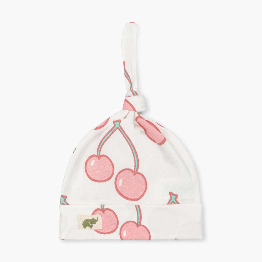 Top Knot Cap - Very Cherry - 0-6m - Knot Hat