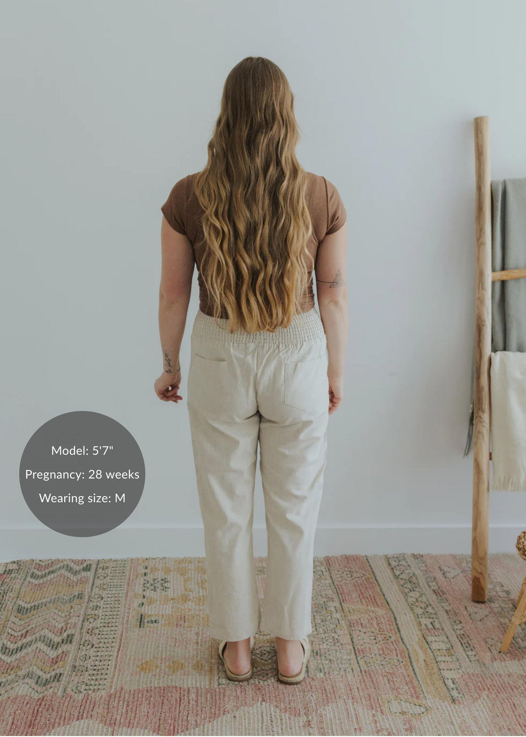 Everyday Transitional Maternity Smocked Linen Pant - Natural