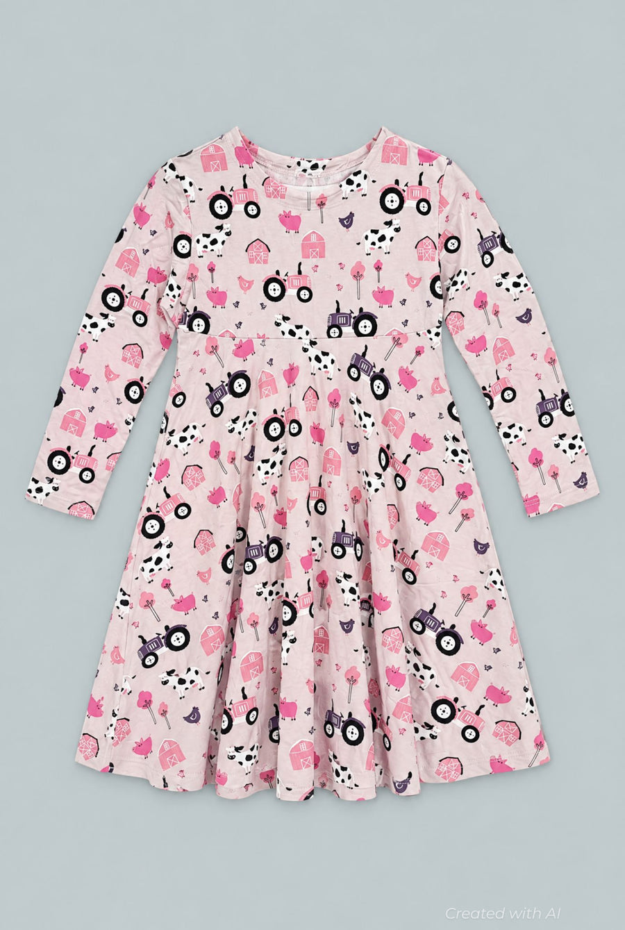 Tractors And Cows Swirl Dress - Dolly - Dresses