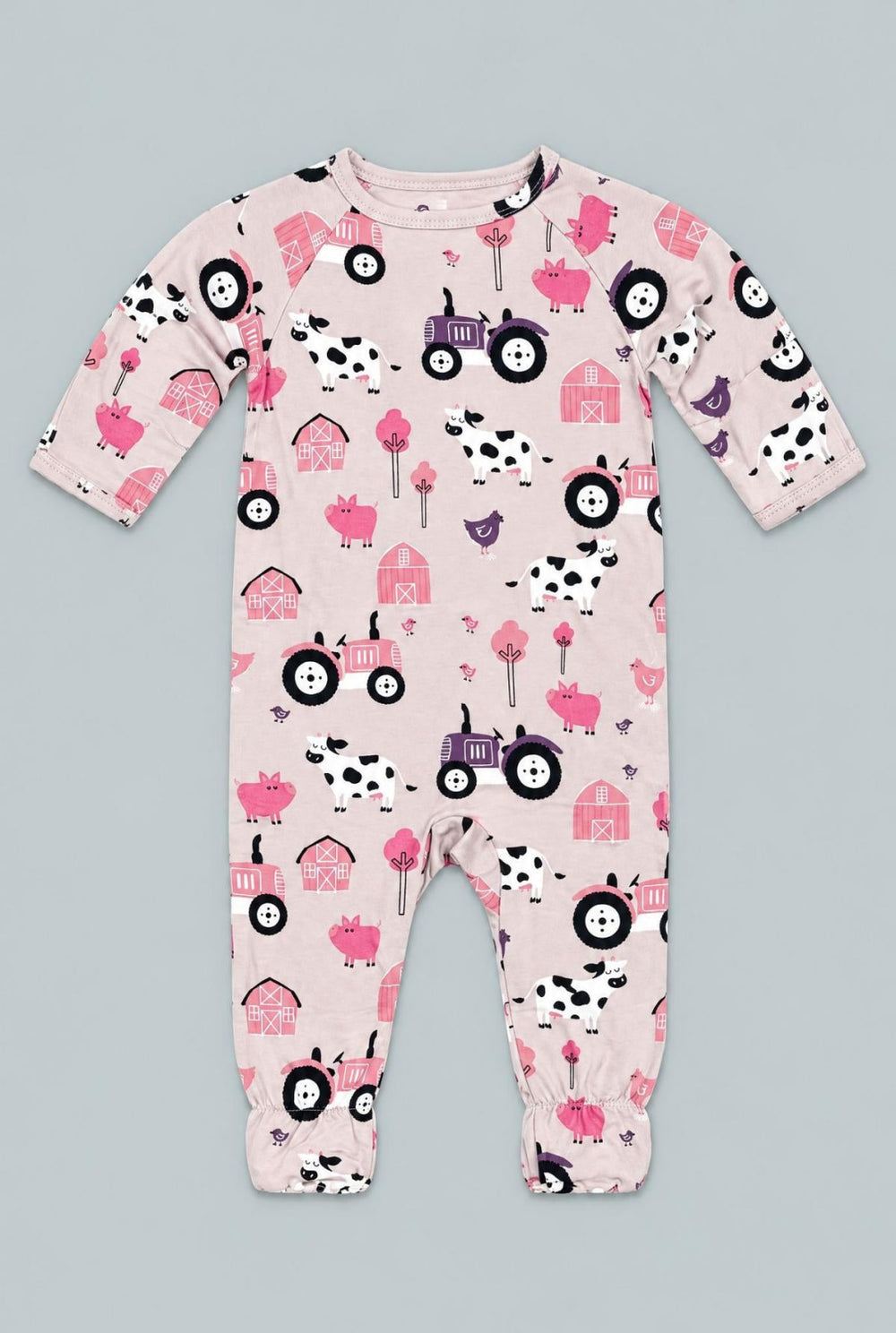 Tractors And Cows Zipper Footie - Dolly - Onesie