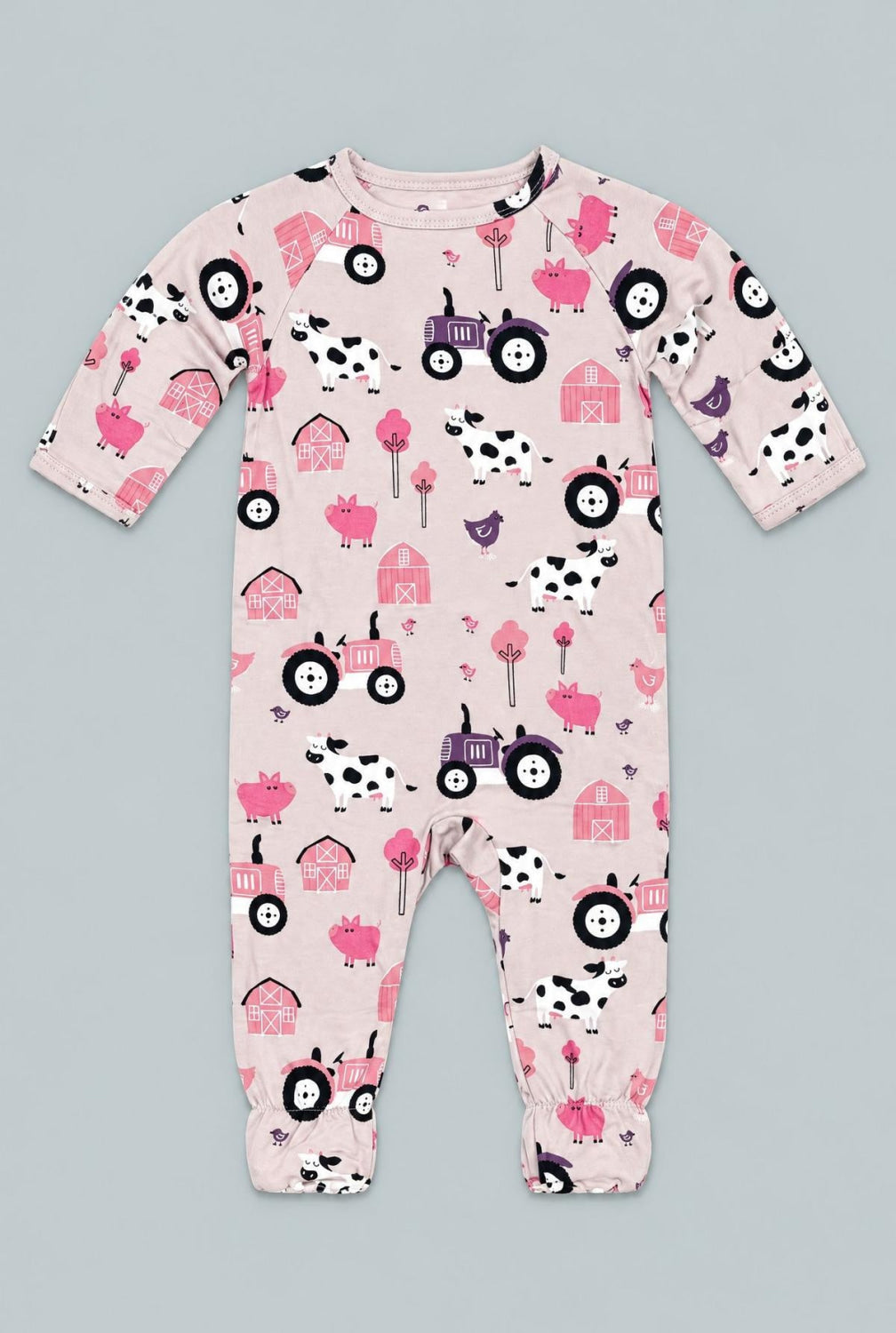 Tractors And Cows Zipper Footie - Dolly - Onesie