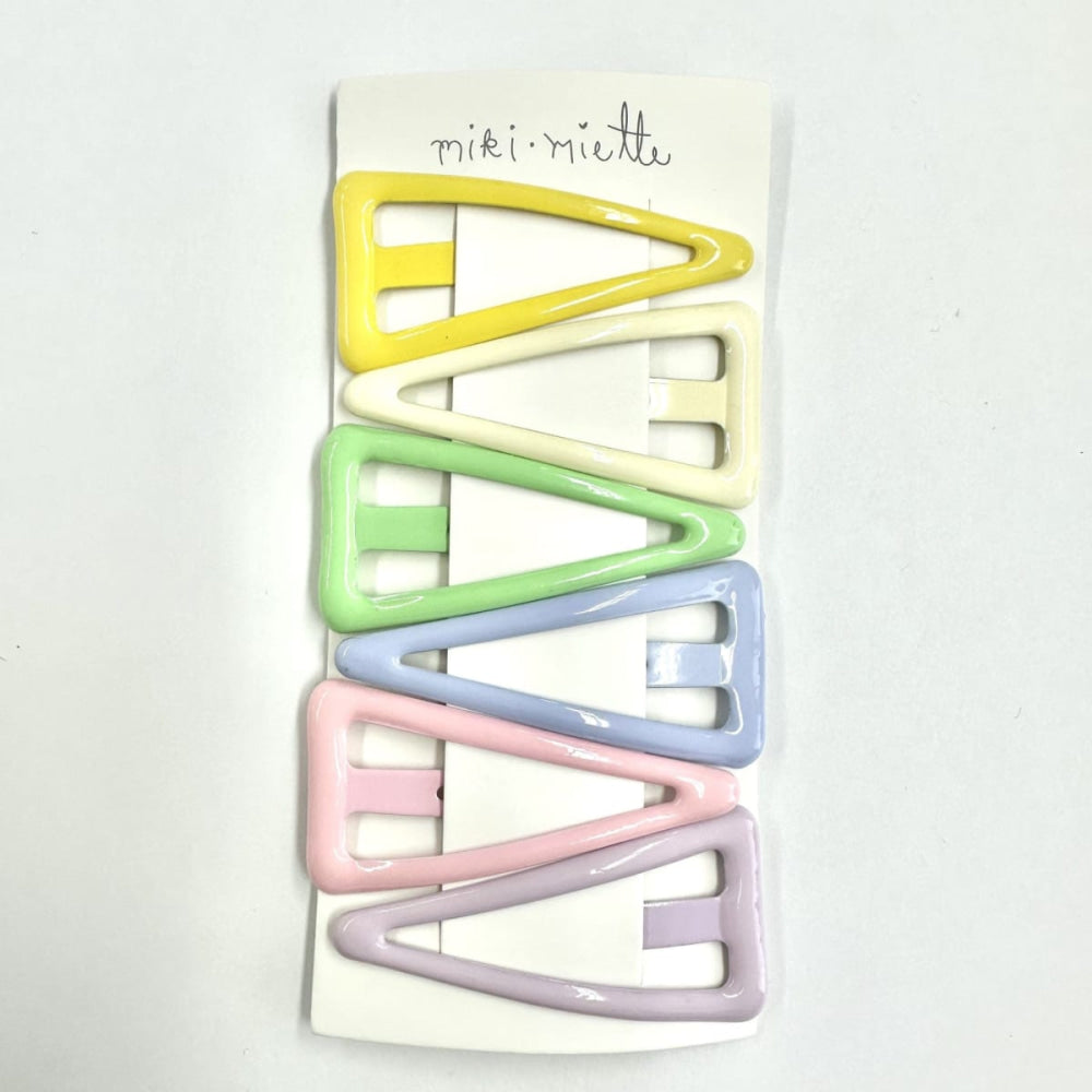 Triangle Enamel Clip 6Pc Set - Rainbow - OS - Hair Accessories