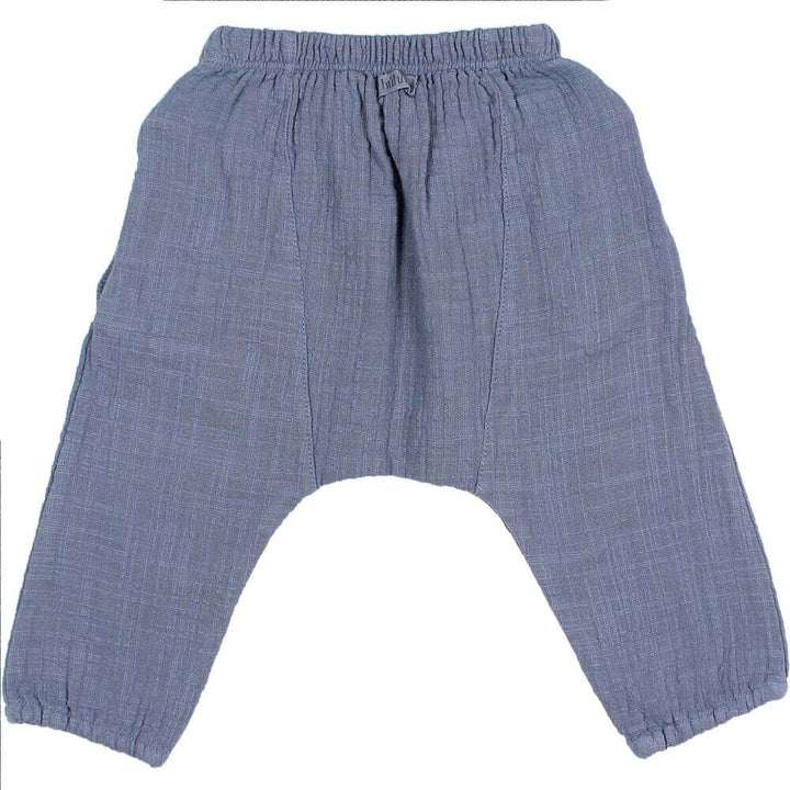 Double Gauze Jogger Pants with Pockets - Blue Shorts Buho 