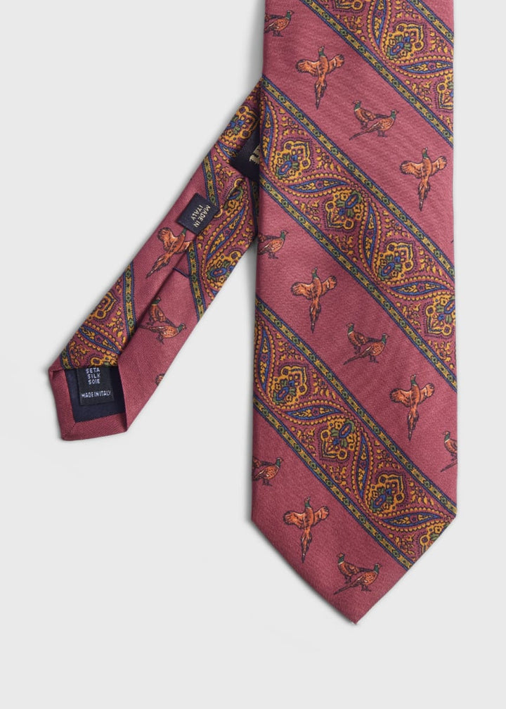 Silk Woven Deco Stripe Tie - Burgundy