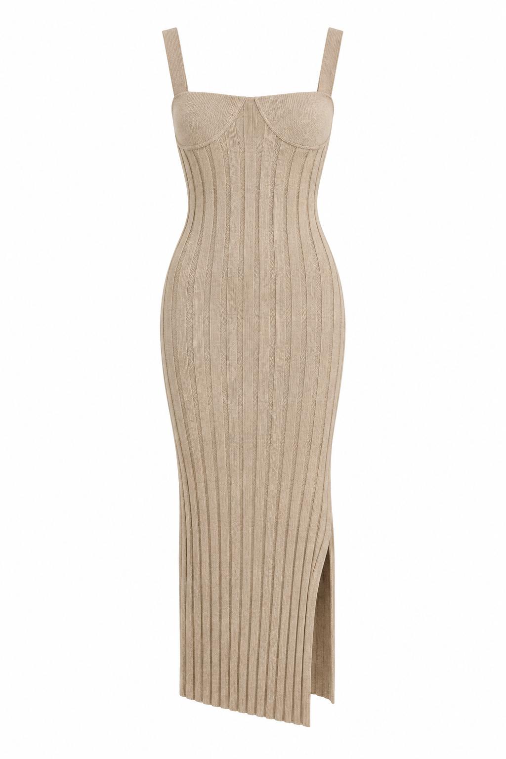 Bustier Sweater Dress - Tan