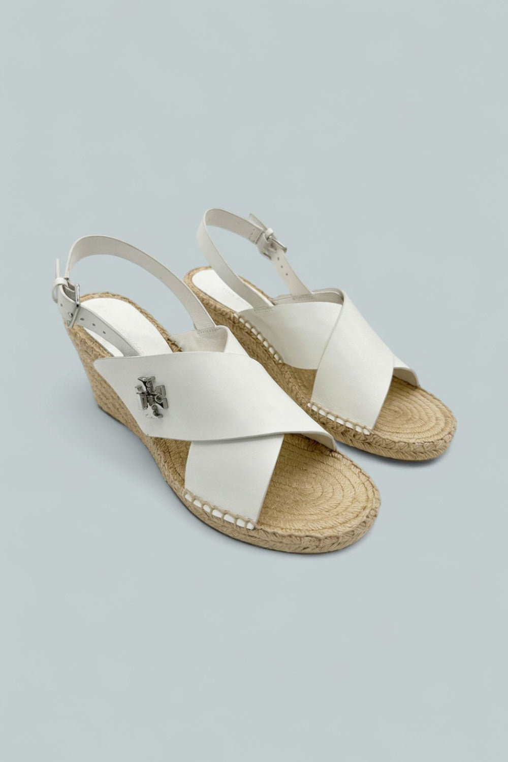 Turnlock Espadrille Wedge Sandals - White - 9.5 - Sandals