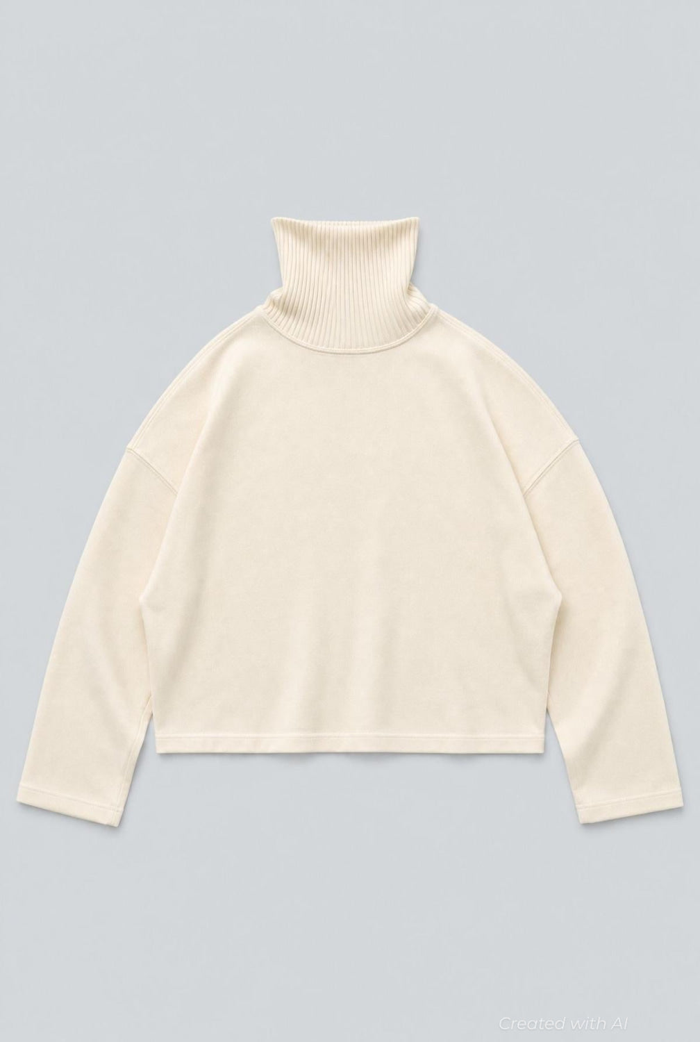Turtleneck Sweatshirt - Ivory - Turtleneck