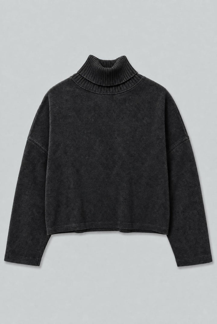 Turtleneck Sweatshirt - Washed Black - Turtleneck
