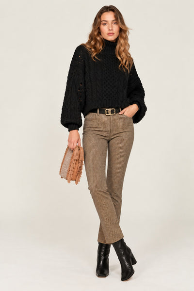 Cableknit Turtleneck Sweater - Black