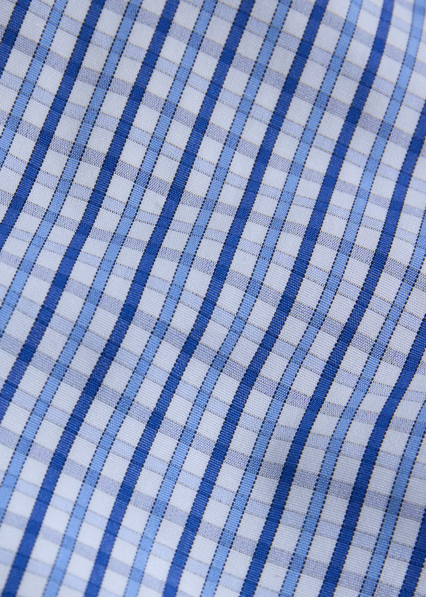 Cotton Plaid Sport Shirt Classic Fit - Blue