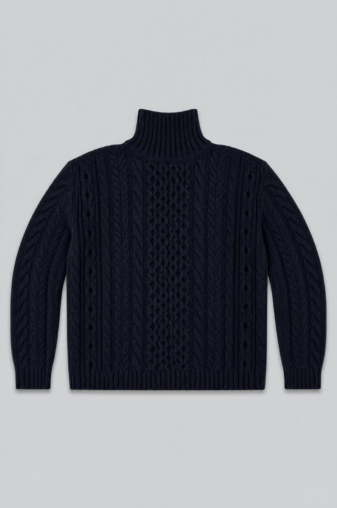 Cableknit Turtleneck Sweater - Black