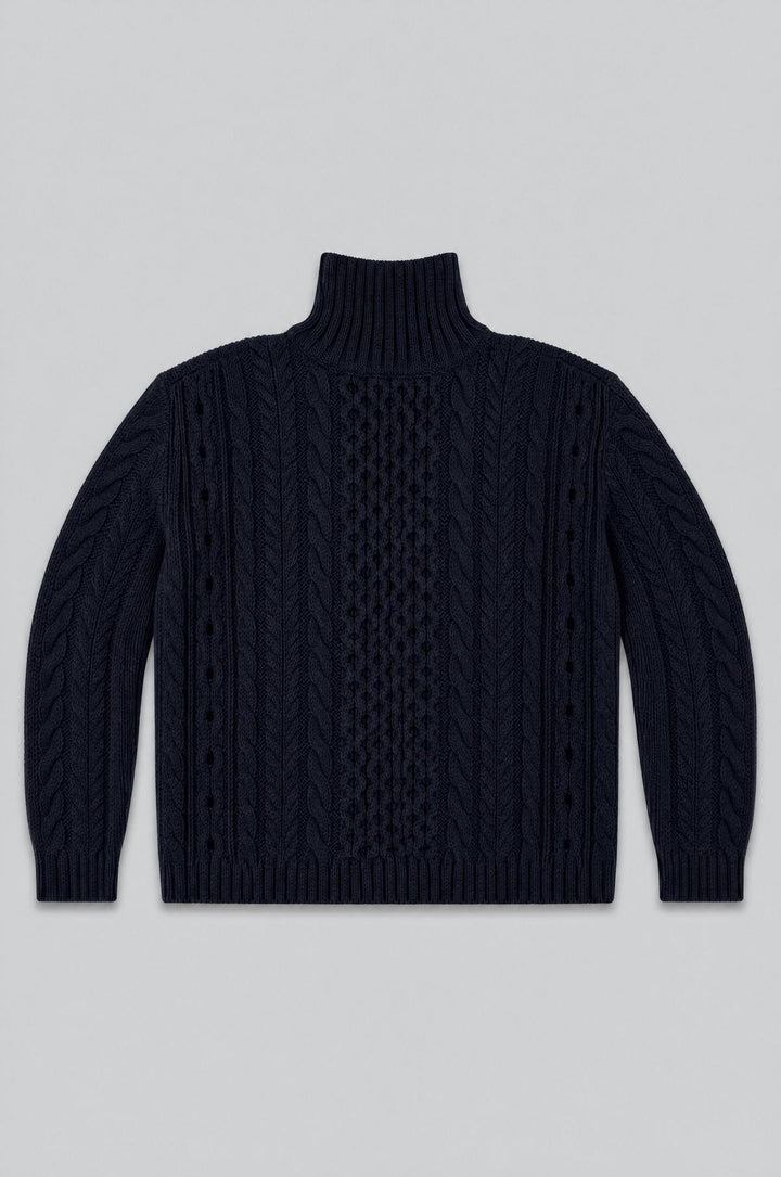 Cableknit Turtleneck Sweater - Black