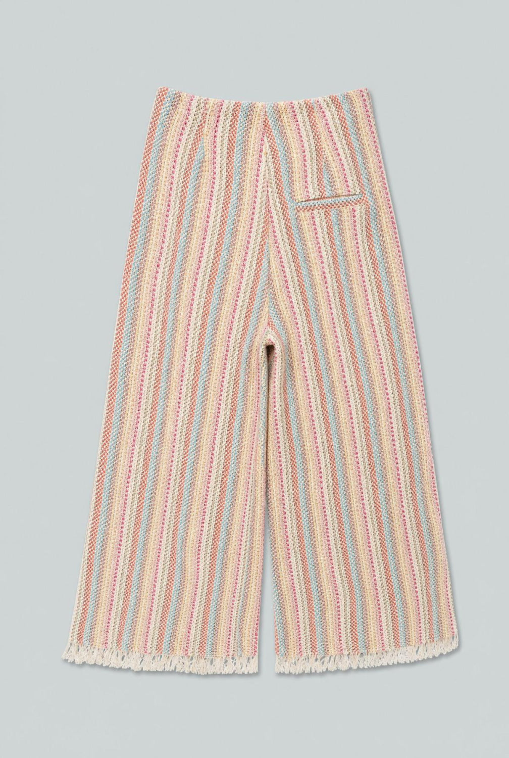 Tweed Frayed Hem Wide Leg Pants - Rainbow/Multi - Pants