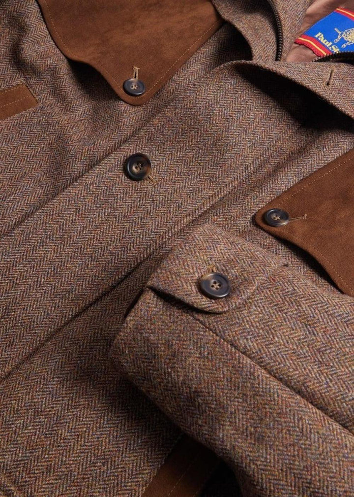 Tweed Hunting Jacket with Suede Trim - Brown - Jacket