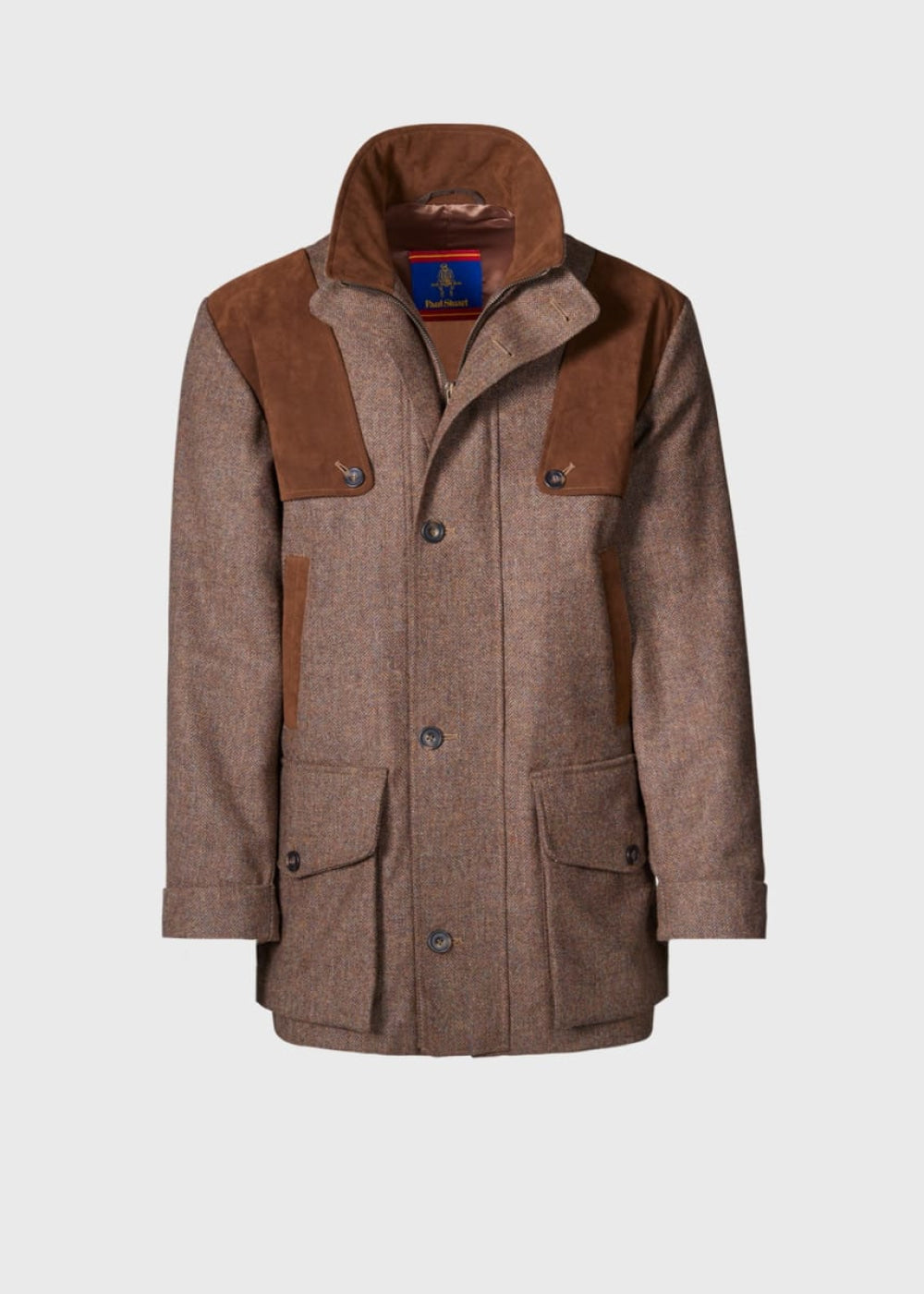 Tweed Hunting Jacket with Suede Trim - Brown - Jacket