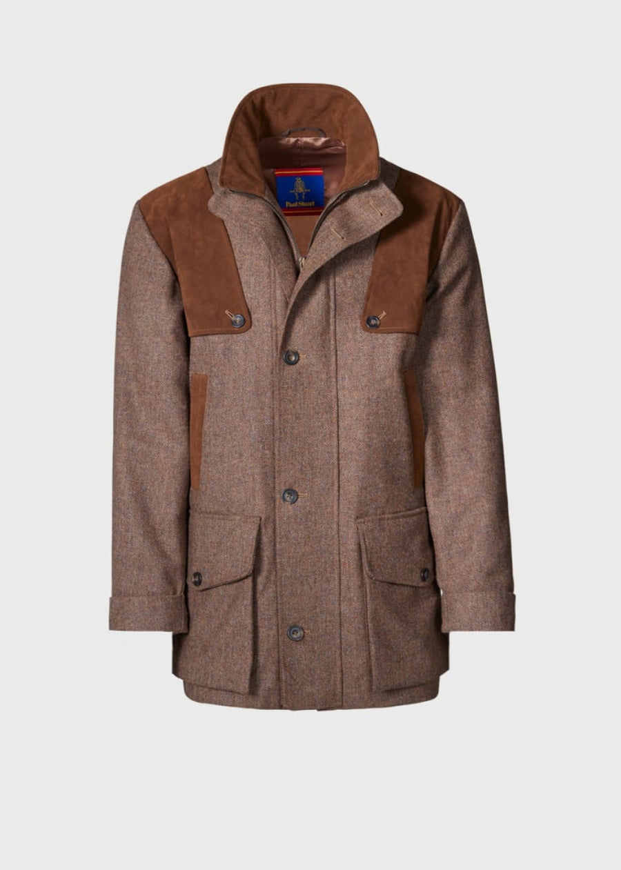 Tweed Hunting Jacket with Suede Trim - Brown - Jacket