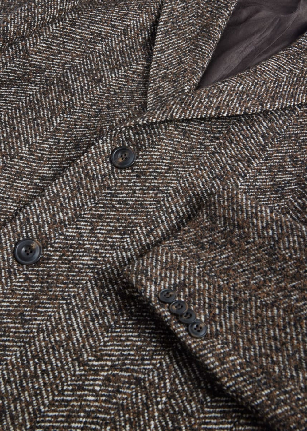 Tweed Single Breasted Coat - Brown - Trench Coat