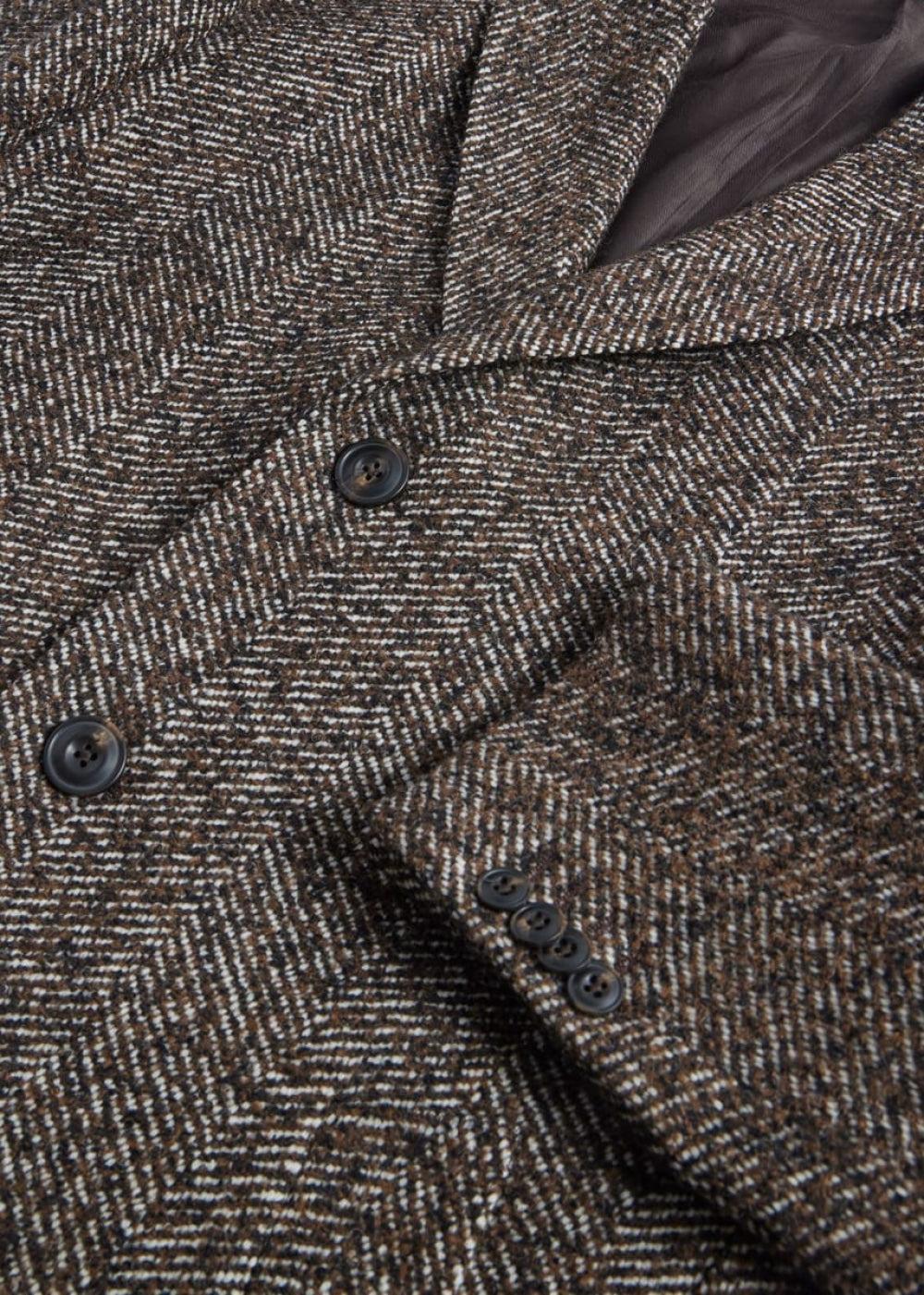 Tweed Single Breasted Coat - Brown - Trench Coat