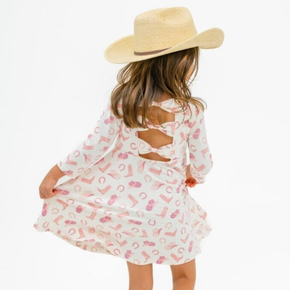 Twirly Bow Dress - Cowgirl Boots - Dresses