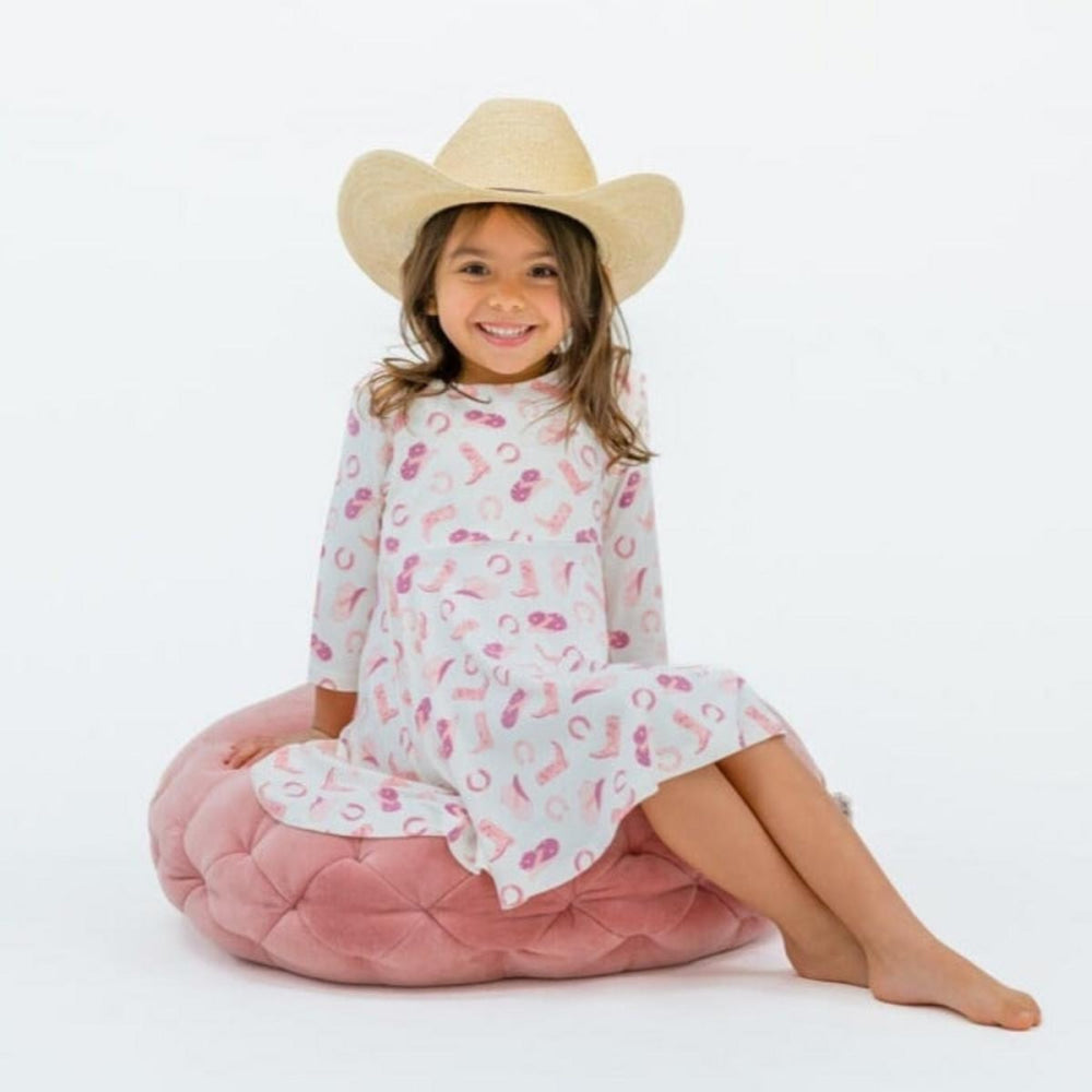 Twirly Bow Dress - Cowgirl Boots - Dresses