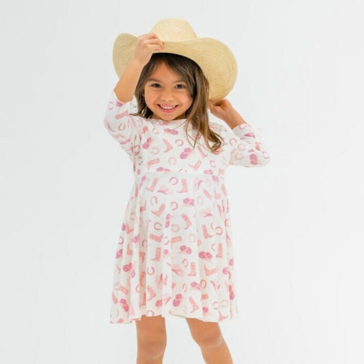 Twirly Bow Dress - Cowgirl Boots - Dresses